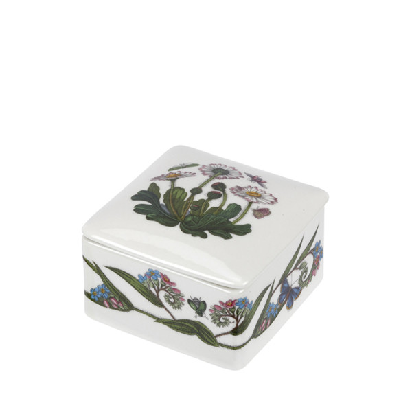 Botanic Garden Square Ceramic Trinket Box 3.5 inch 9.5 cm