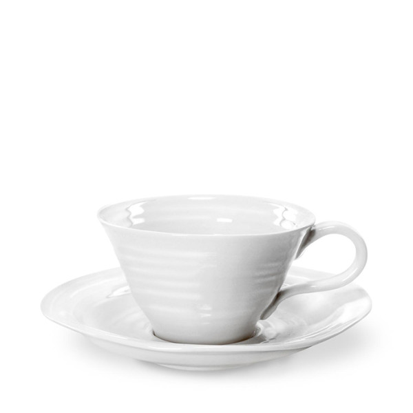 Sophie Conran for Portmeirion White Tea Cup and Saucer 0.30L 8oz. Set of 4