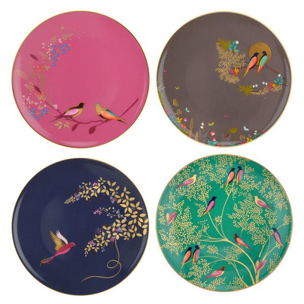 Sara Miller London Portmeirion Chelsea Cake Plates 8 inch 20cm. Set of 4